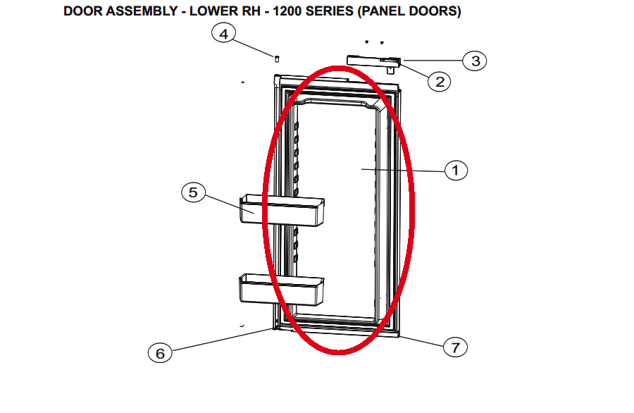 Need RH Lower door for 1200 - 627991. Also lower hinge - 618796. Both Available? Cost?