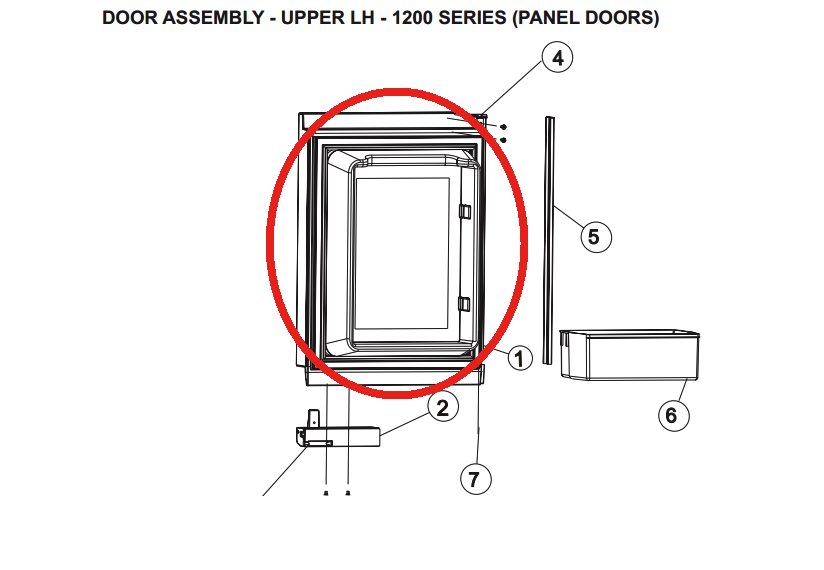 Norcold Upper Left Hand Door 627961 (fits the 1200 model) - panel type door Questions & Answers