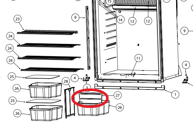 I need 1 glass divider that separates the two lower draws